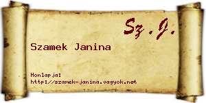 Szamek Janina névjegykártya